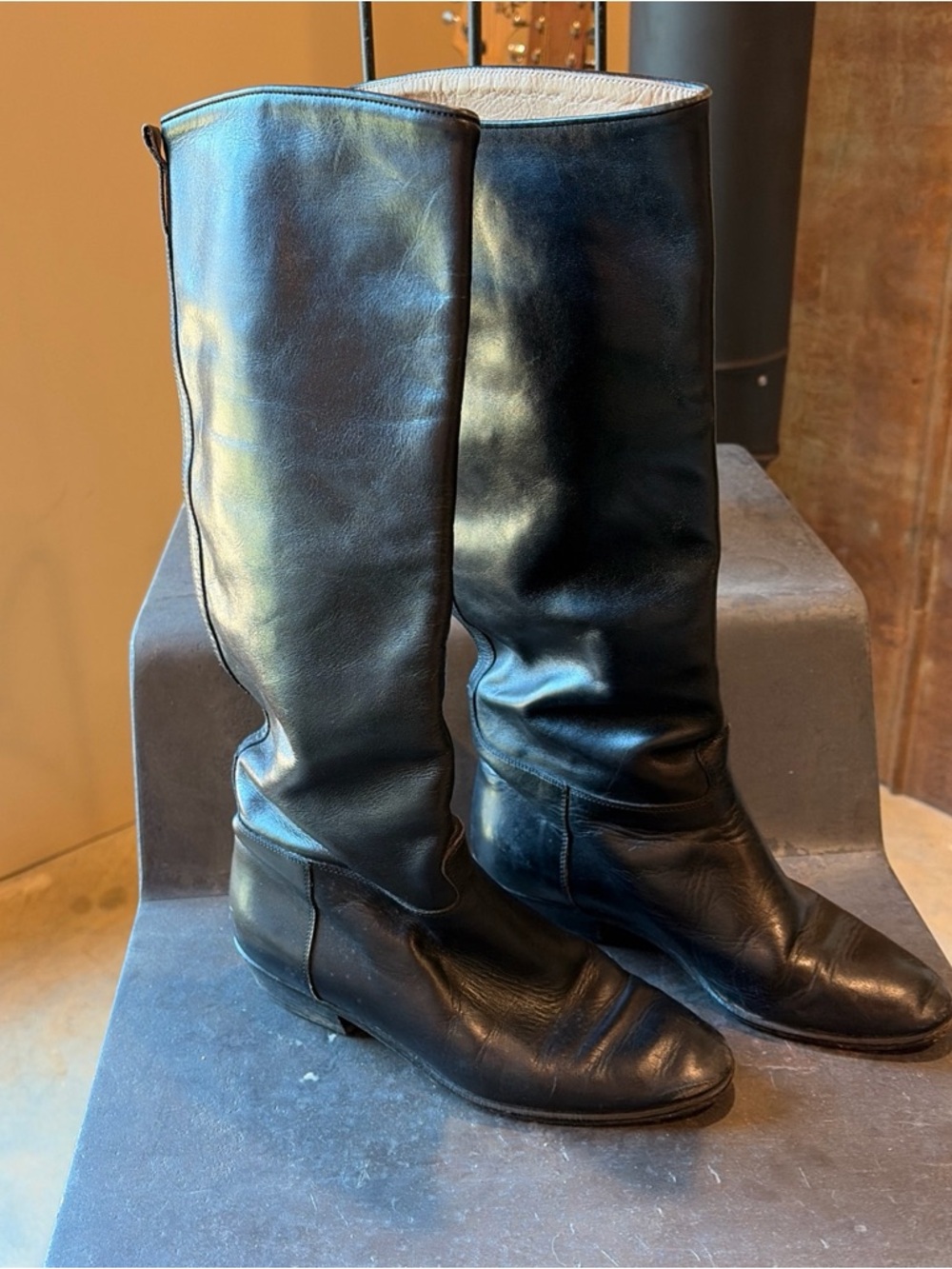 Bloomingdale's Black Leather Knee-High Heeled Boots